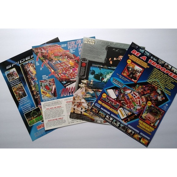 Pinball FLYERS Lot Of 4 Starship Troopers Star Wars Roller Games Spiderman - Picture 2 of 2